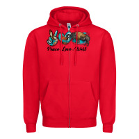 Red peace love west bison Zipper Hoodie - RanaPortraitStore