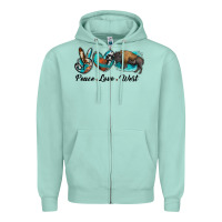 Seafoam peace love west bison Zipper Hoodie - RanaPortraitStore