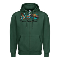 Sports Green peace love west bison Zipper Hoodie - RanaPortraitStore