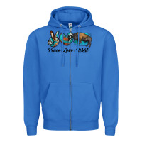 True Royal peace love west bison Zipper Hoodie - RanaPortraitStore