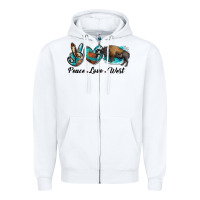 White peace love west bison Zipper Hoodie - RanaPortraitStore