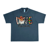Midnight Navy Love Christmas Santa Urban Heavy Tee - CowhideDigitalArt