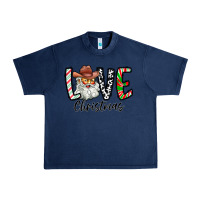 Navy Love Christmas Santa Urban Heavy Tee - CowhideDigitalArt