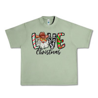 Oil Green Love Christmas Santa Urban Heavy Tee - CowhideDigitalArt