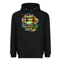 Black Missouri Map Sunflower Cactus Serape Heavyweight Hoodie - RanaPortraitStore