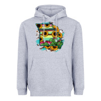 Heather Grey Missouri Map Sunflower Cactus Serape Heavyweight Hoodie - RanaPortraitStore