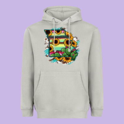 Missouri Map Sunflower Cactus Serape Heavyweight Hoodie Designed By Ranaportraitstore