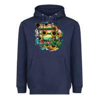 Navy Missouri Map Sunflower Cactus Serape Heavyweight Hoodie - RanaPortraitStore