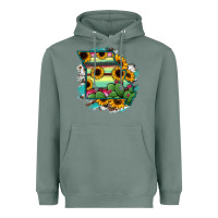 Sage Missouri Map Sunflower Cactus Serape Heavyweight Hoodie - RanaPortraitStore