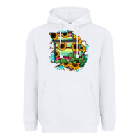White Missouri Map Sunflower Cactus Serape Heavyweight Hoodie - RanaPortraitStore