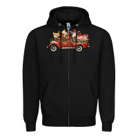 Black christmas truck with farm animals Zipper Hoodie - RanaPortraitStore