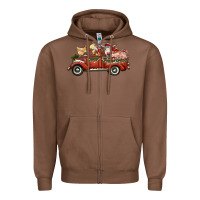 Chestnut christmas truck with farm animals Zipper Hoodie - RanaPortraitStore