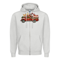 Dove Grey christmas truck with farm animals Zipper Hoodie - RanaPortraitStore