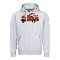 Heather Grey christmas truck with farm animals Zipper Hoodie - RanaPortraitStore