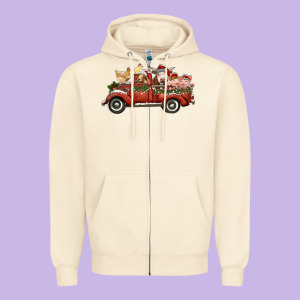 Christmas Truck With Farm Animals Zipper Hoodie Designed By Ranaportraitstore