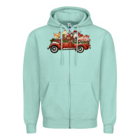Seafoam christmas truck with farm animals Zipper Hoodie - RanaPortraitStore