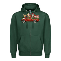 Sports Green christmas truck with farm animals Zipper Hoodie - RanaPortraitStore