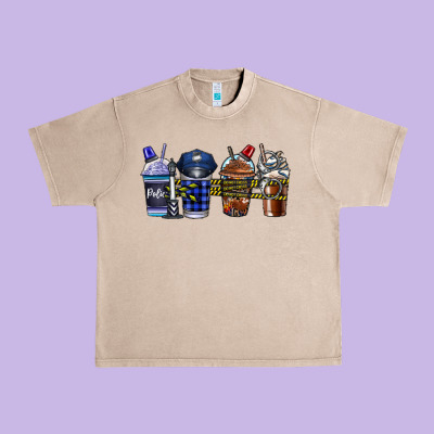 Police Coffee Urban Heavy Tee Designed By Cowhidedigitalart