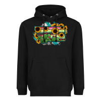 Black Montana Map Sunflower Cactus Serape Heavyweight Hoodie - RanaPortraitStore