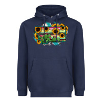 Navy Montana Map Sunflower Cactus Serape Heavyweight Hoodie - RanaPortraitStore