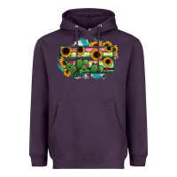 Plum Montana Map Sunflower Cactus Serape Heavyweight Hoodie - RanaPortraitStore