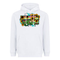 White Montana Map Sunflower Cactus Serape Heavyweight Hoodie - RanaPortraitStore