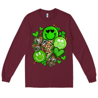 Burgundy st patrick's day green smile Long Sleeve Tee - Artiststas