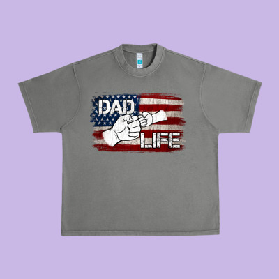Dad Life With American Flag Urban Heavy Tee Designed By Jasminsmagicworld