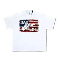 White Dad Life with American Flag Urban Heavy Tee - Jasminsmagicworld
