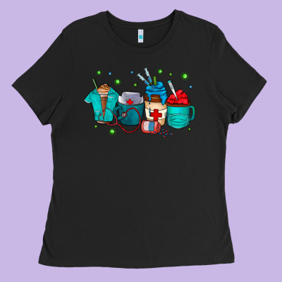 Nurse Drink Coffee Ladies Tee Designed By Cowhidedigitalart