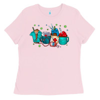 Bubblegum Pink nurse drink coffee Ladies Tee - CowhideDigitalArt