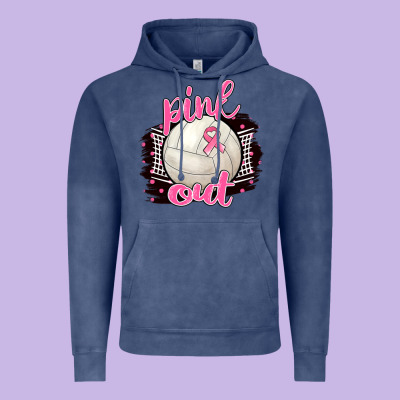 Pink Out Volleyball Vintage Hoodie Designed By Barkaloodesign