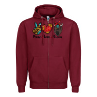 Burgundy peace love bison Zipper Hoodie - RanaPortraitStore