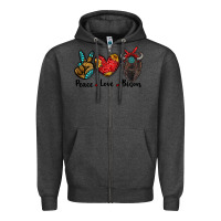Charcoal Heather peace love bison Zipper Hoodie - RanaPortraitStore