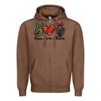 Chestnut peace love bison Zipper Hoodie - RanaPortraitStore