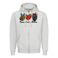 Dove Grey peace love bison Zipper Hoodie - RanaPortraitStore