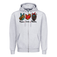 Heather Grey peace love bison Zipper Hoodie - RanaPortraitStore