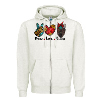 Oatmeal Heather peace love bison Zipper Hoodie - RanaPortraitStore