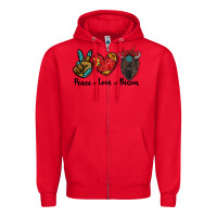 Red peace love bison Zipper Hoodie - RanaPortraitStore