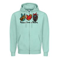 Seafoam peace love bison Zipper Hoodie - RanaPortraitStore