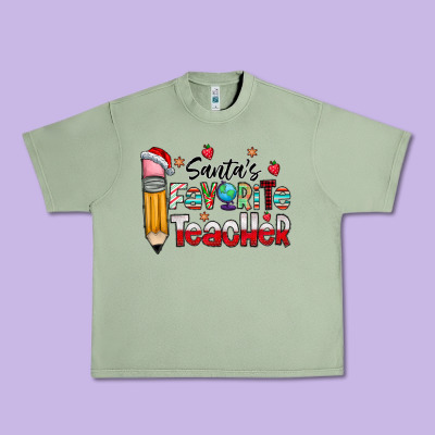 Santa Favorite Teacher Urban Heavy Tee Designed By Cowhidedigitalart