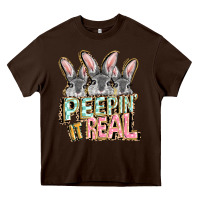 Chocolate Brown peepin' it real easter day Heavy Core Tee - FaDigitalArtStudio
