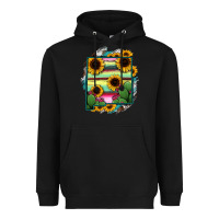 Black New Mexico Map Sunflower Cactus Serape Heavyweight Hoodie - RanaPortraitStore