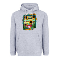 Heather Grey New Mexico Map Sunflower Cactus Serape Heavyweight Hoodie - RanaPortraitStore