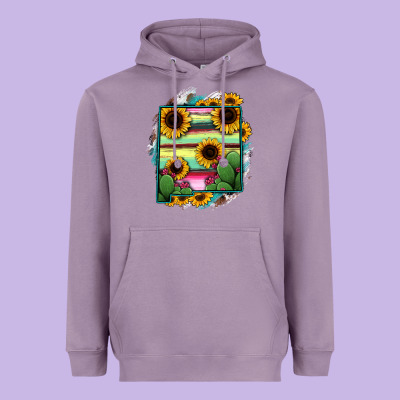 New Mexico Map Sunflower Cactus Serape Heavyweight Hoodie Designed By Ranaportraitstore