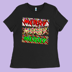 Merry Merry Merry Ladies Tee Designed By Cowhidedigitalart