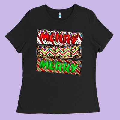 Merry Merry Merry Ladies Tee Designed By Cowhidedigitalart