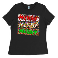 Black merry merry merry Ladies Tee - CowhideDigitalArt