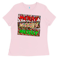 Bubblegum Pink merry merry merry Ladies Tee - CowhideDigitalArt