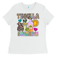 White Tequila Sunshine Ladies Tee - CowhideDigitalArt